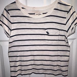 Abercrombie kids, navy blue and white striped T-shirt